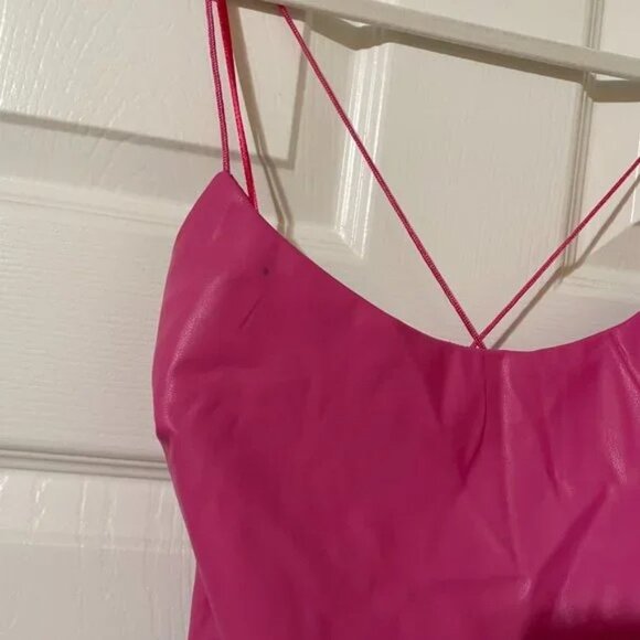 NEW Bardot Helena Faux Leather Midi Dress in Hot Pink 6 Medium - Picture 7 of 9